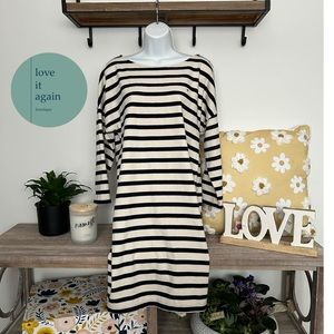 Tommy Hilfiger Striped 3/4 Length Sleeve Dress Size Large